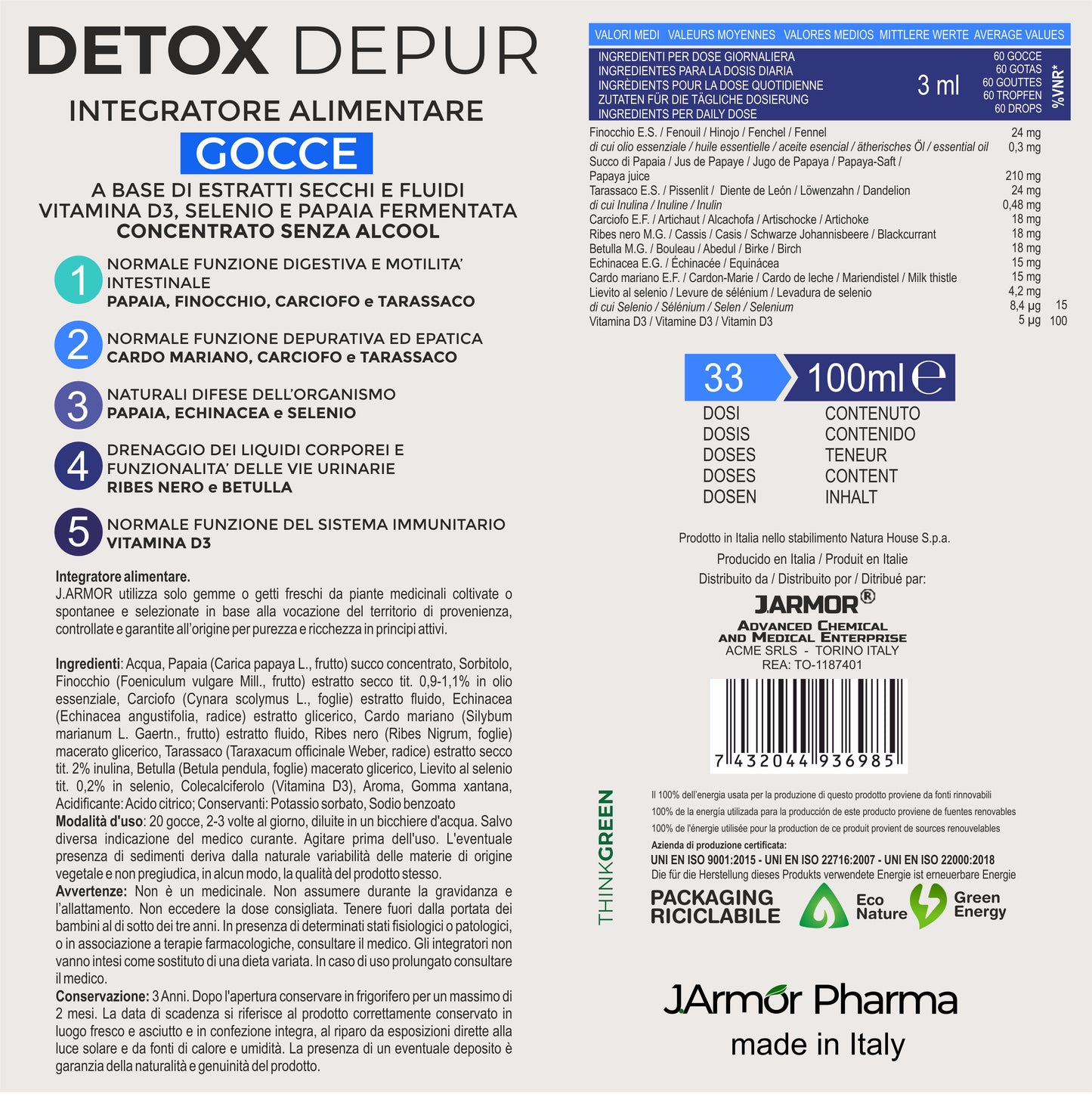 DETOX DEPUR - DEPURAZIONE CORPO (Soluzione Gocce)