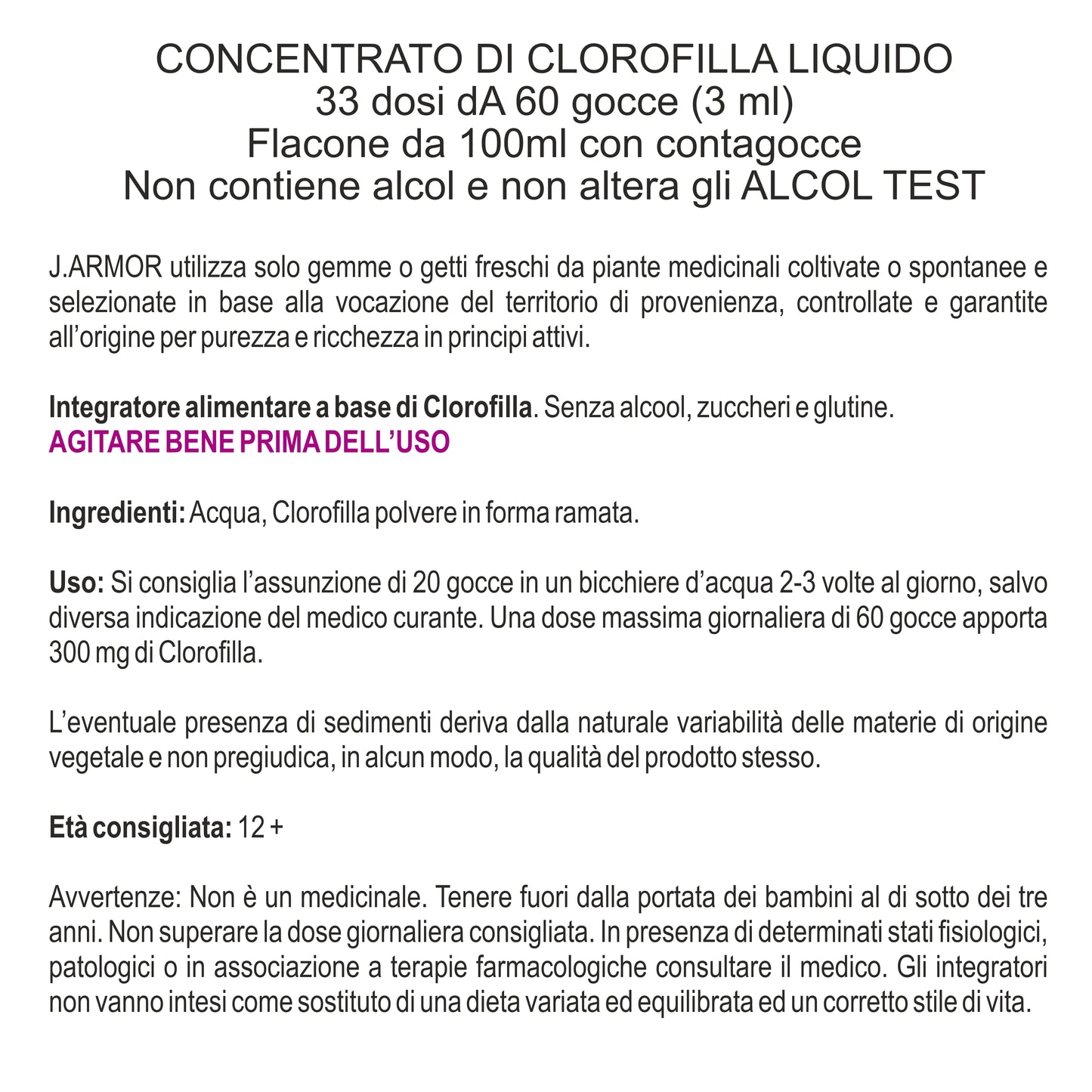 CLOROFILLA PURIFICATA - ANTIOSSIDANTE DISINTOSSICANTE (Soluzione Gocce)