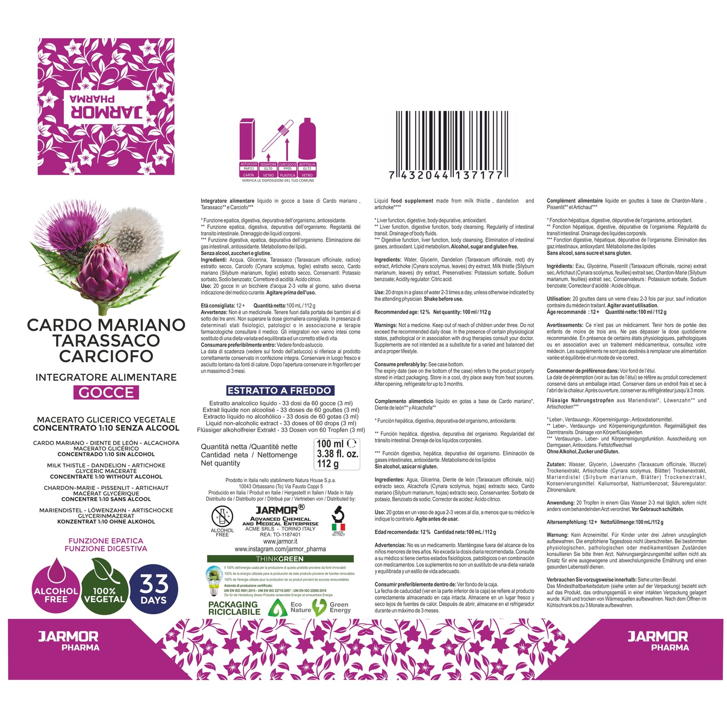 CARDO MARIANO TARASSACO E CARCIOFO - FEGATO, STOMACO E INTESTINO (Soluzione Gocce)