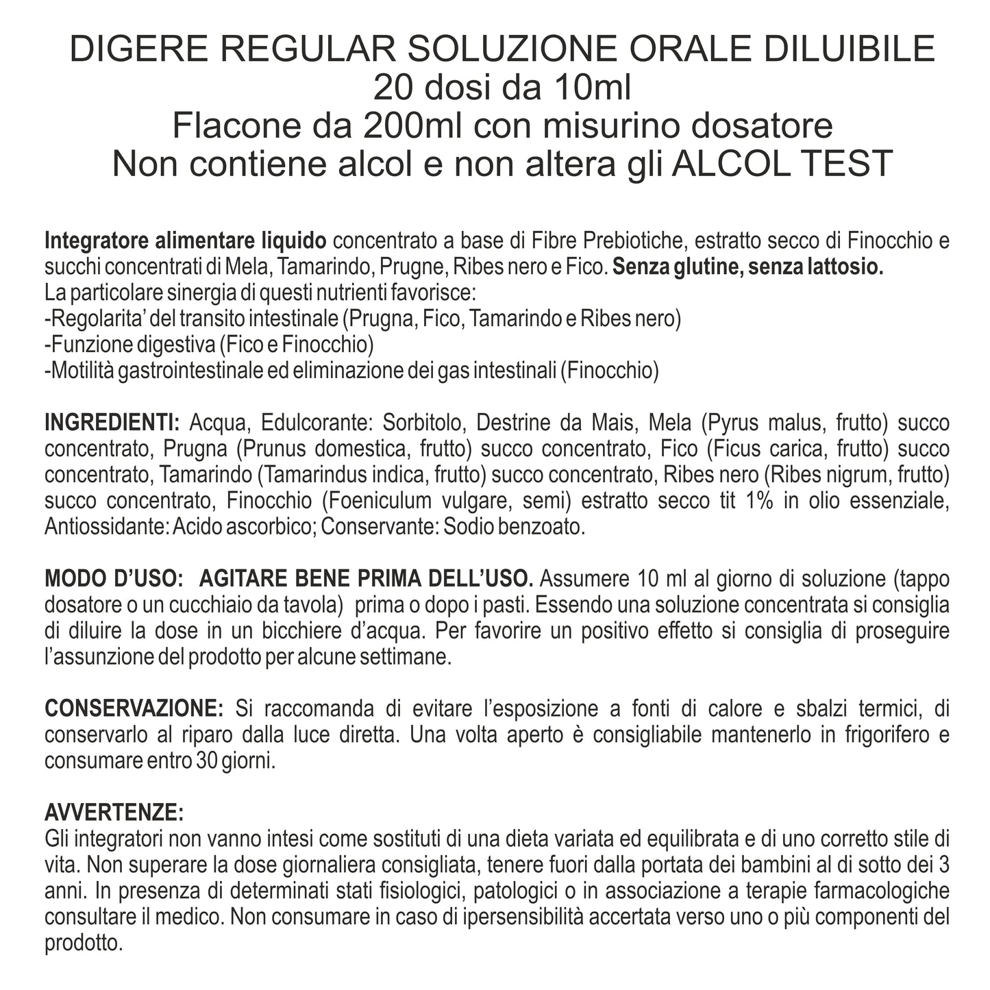 DIGERE REGULAR - DIGESTIONE REGOLARE (Soluzione Orale)