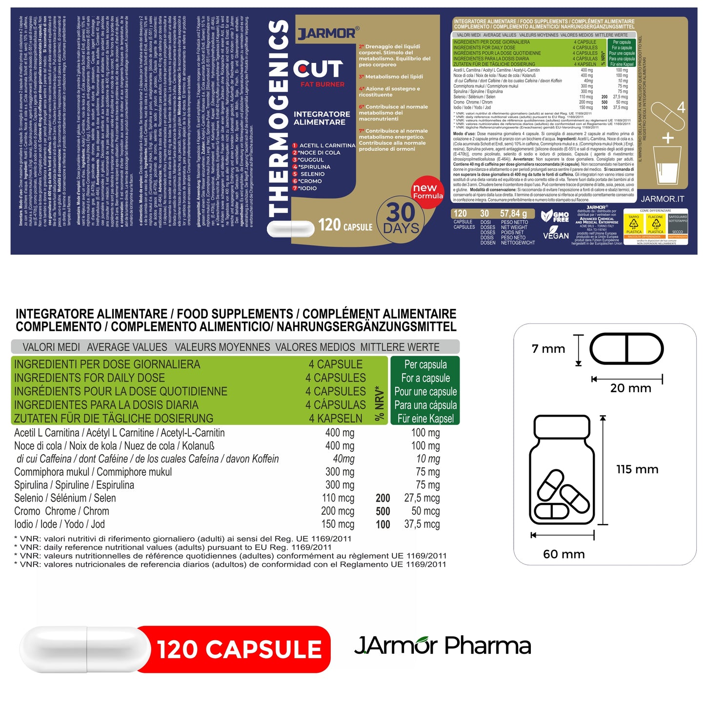 THERMOGENICS CUT - DEFINIZIONE MUSCOLARE ED ENERGIA (Capsule)